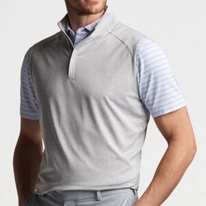 Peter Millar Men's Gale Grey Stealth Quarter-Zip Vest